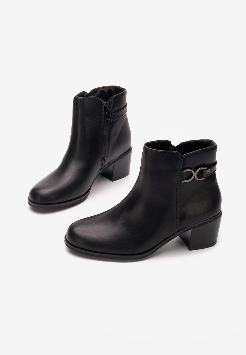 Botine cu toc gros Natalina negre