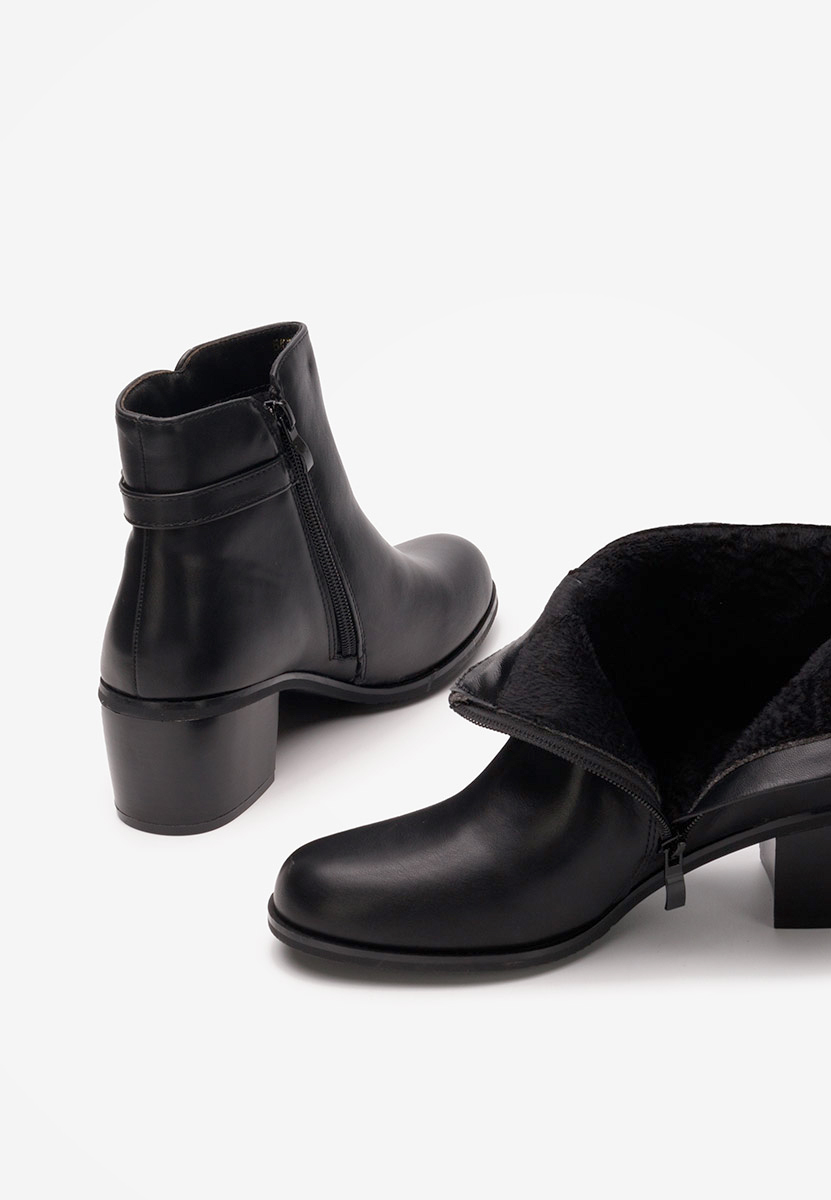 Botine cu toc gros Natalina negre