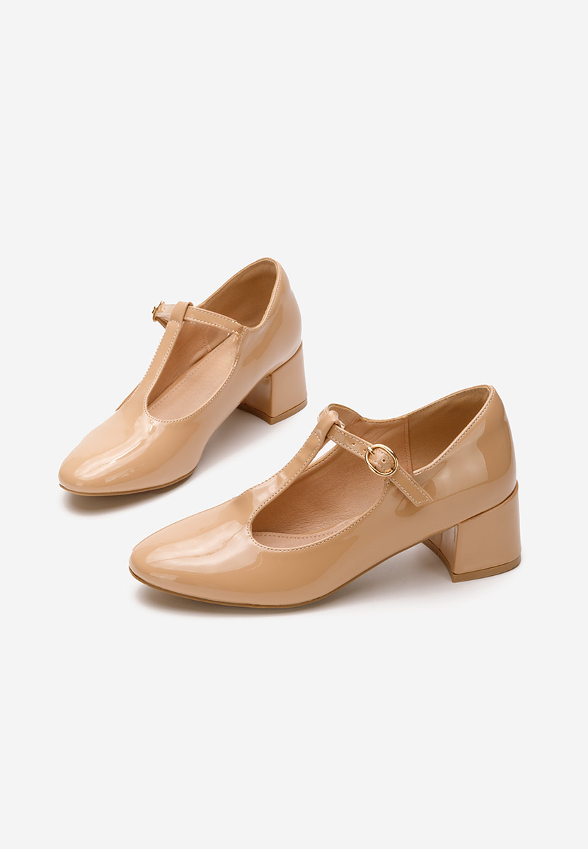 Pantofi cu toc gros Kiora bej