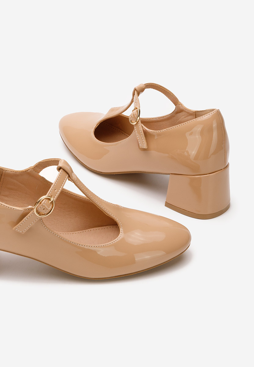 Pantofi cu toc gros Kiora bej