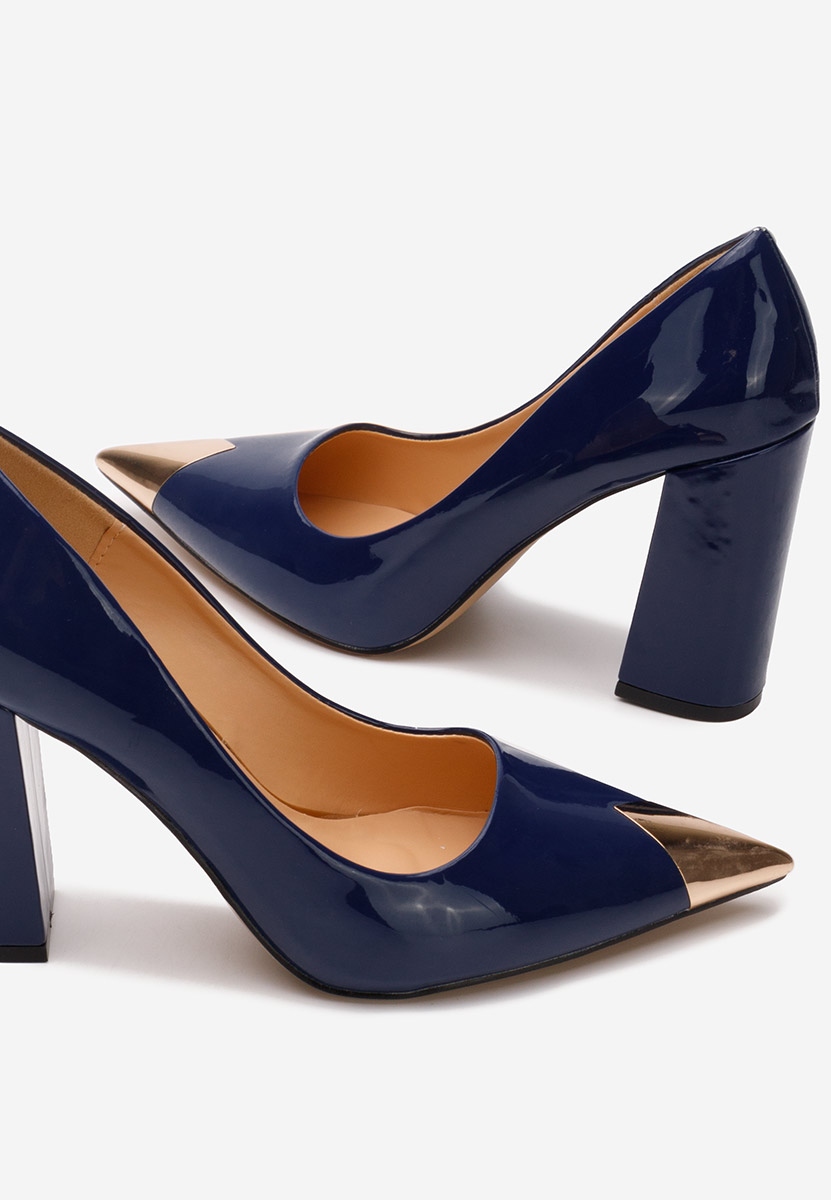 Pantofi cu toc gros eleganti Azul navy