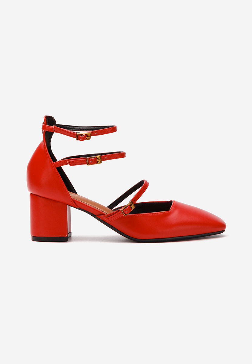 Pantofi cu toc gros Demara V2 rosii