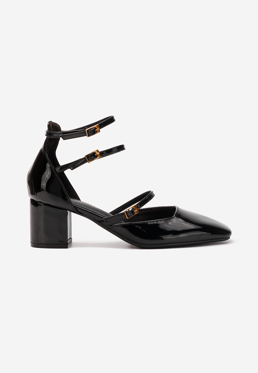 Pantofi cu toc gros Demara V3 negri