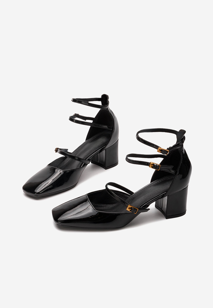 Pantofi cu toc gros Demara V3 negri