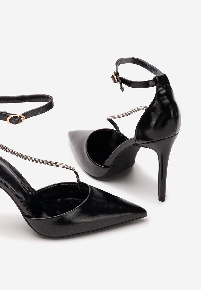 Pantofi cu toc subtire Cleora negri