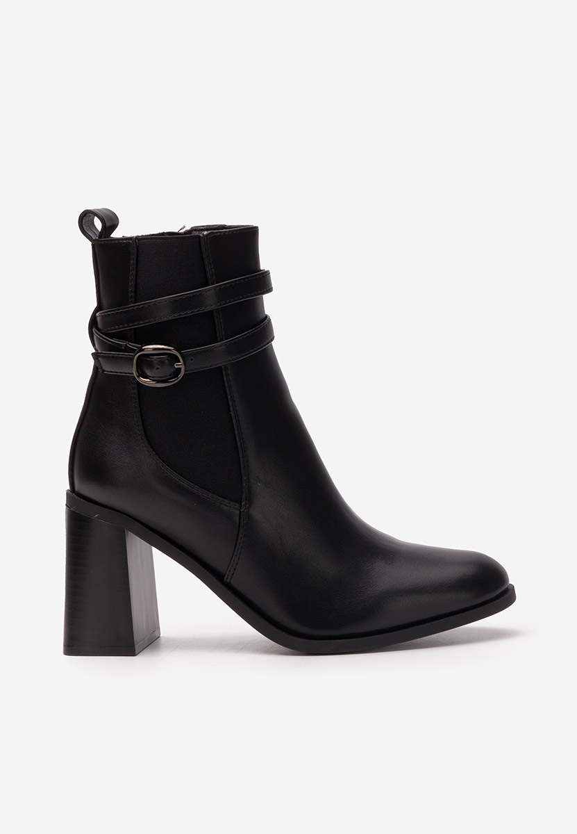 Botine cu toc gros Yvresse negre