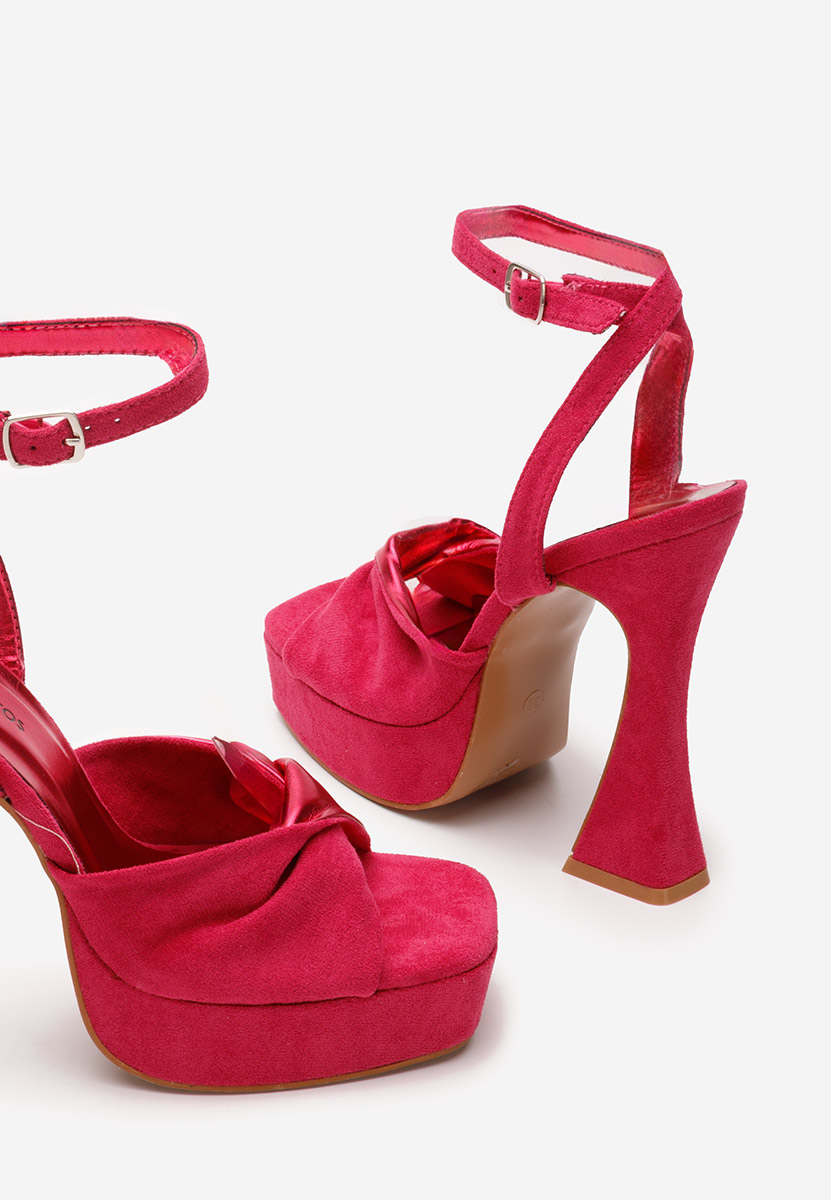 Sandale cu toc gros si platforma Lily fucsia