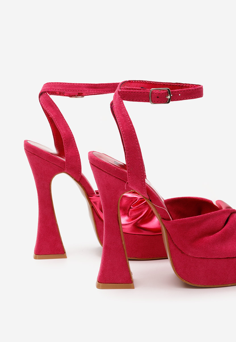 Sandale cu toc gros si platforma Lily fucsia