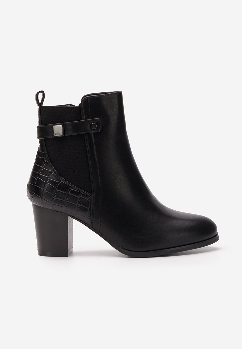 Botine cu toc gros Marjeta negre