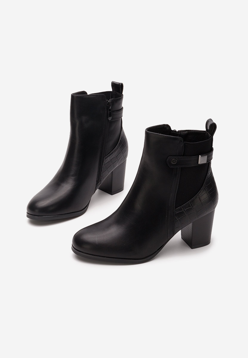 Botine cu toc gros Marjeta negre