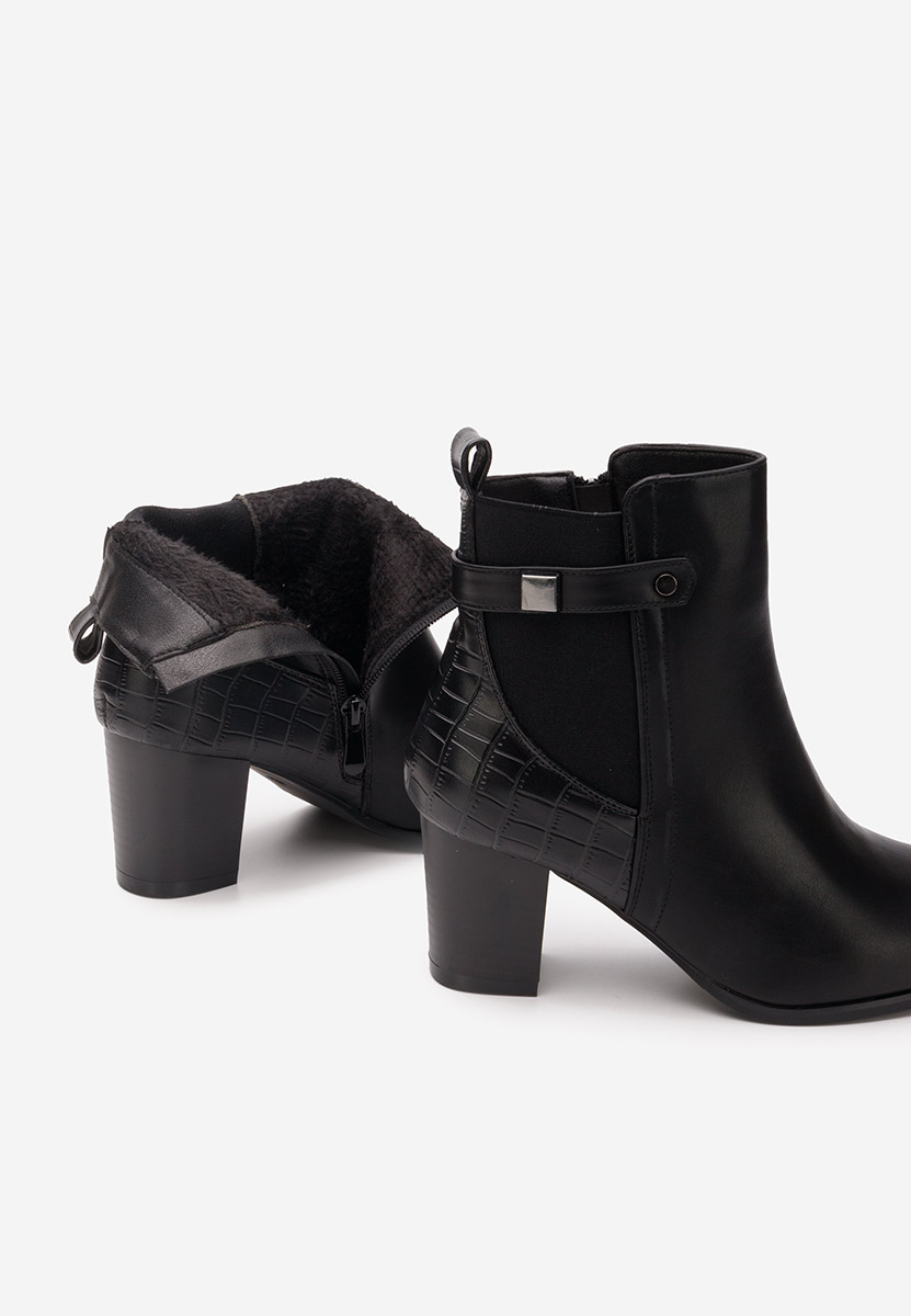 Botine cu toc gros Marjeta negre