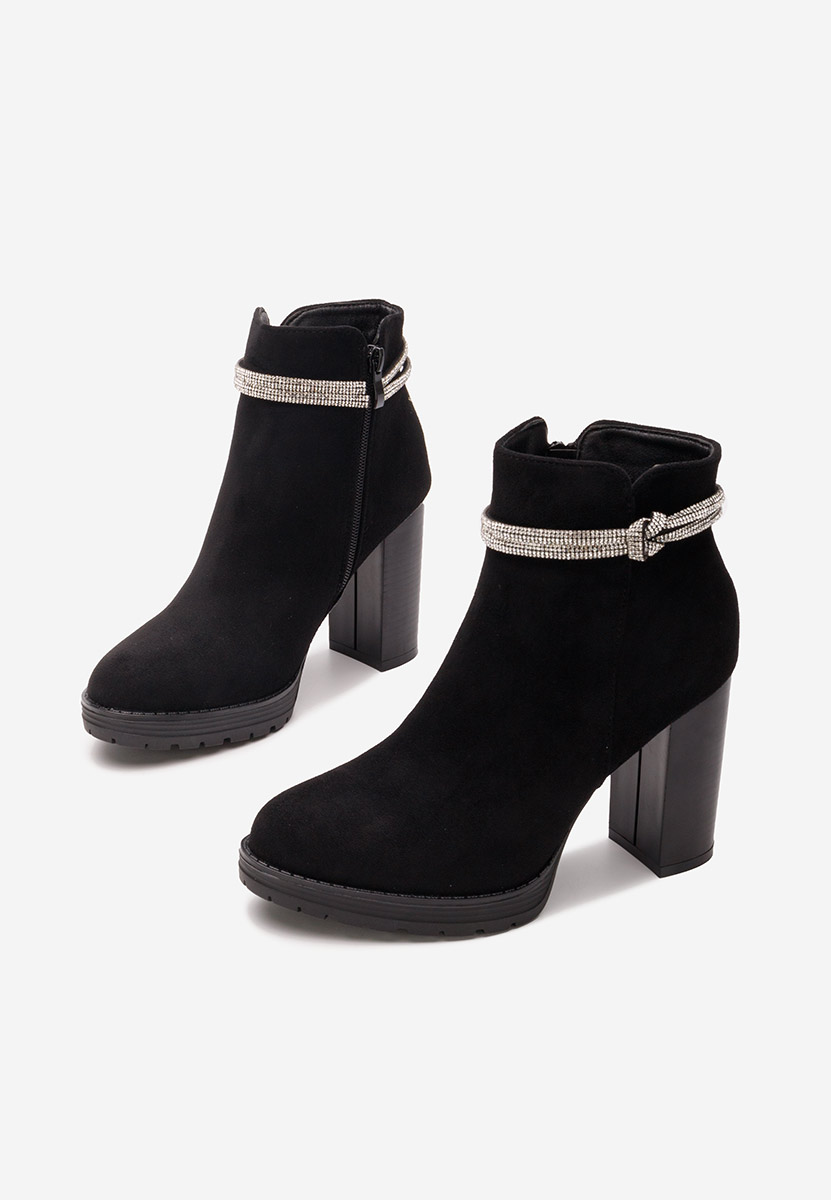 Botine cu toc gros Attalia negre