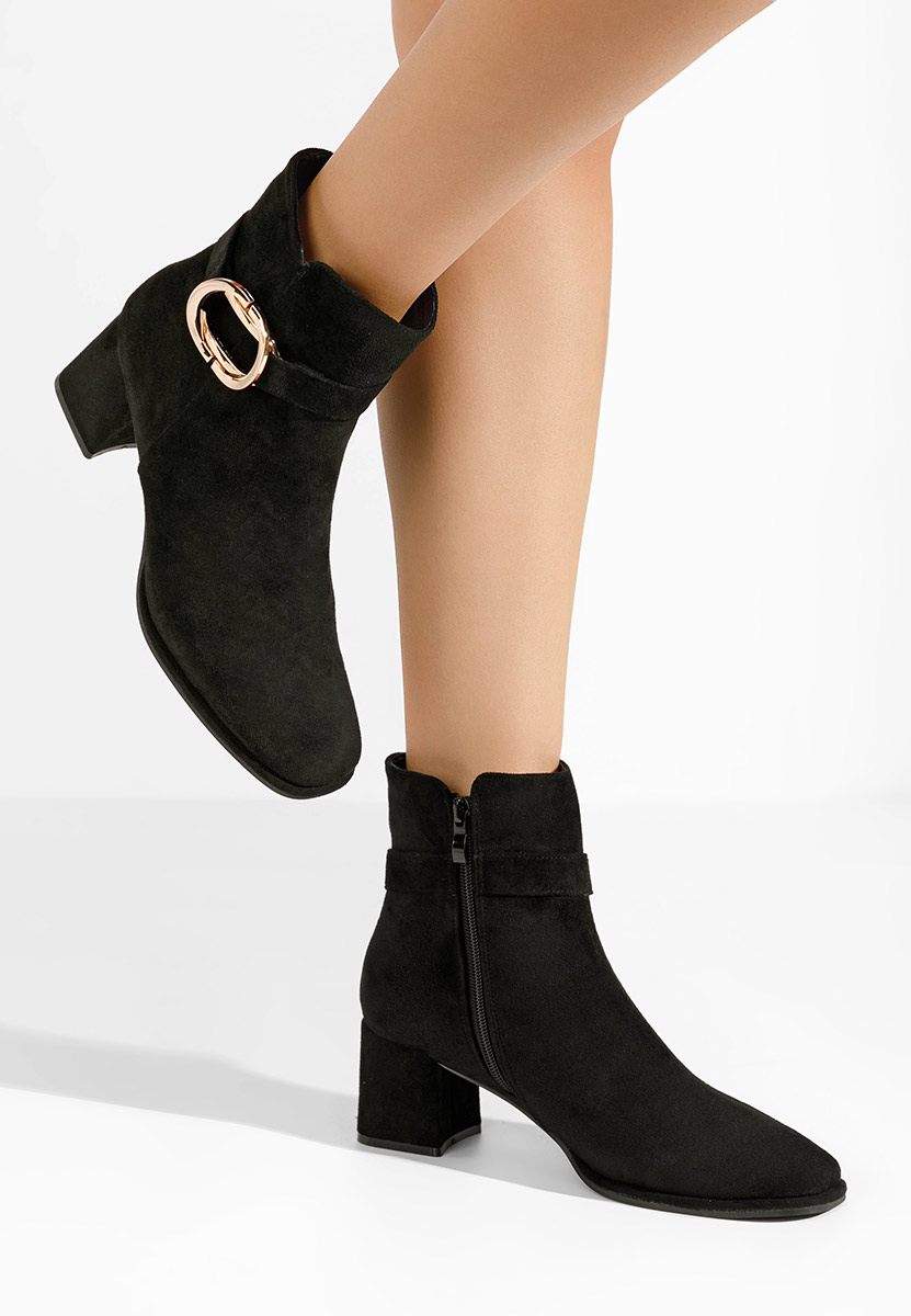 Botine cu toc gros Jovianna negre