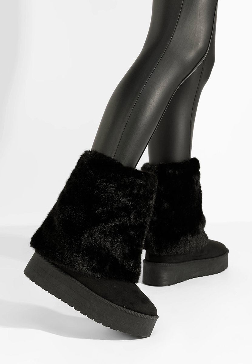 Cizme tip ugg Clarinda negre