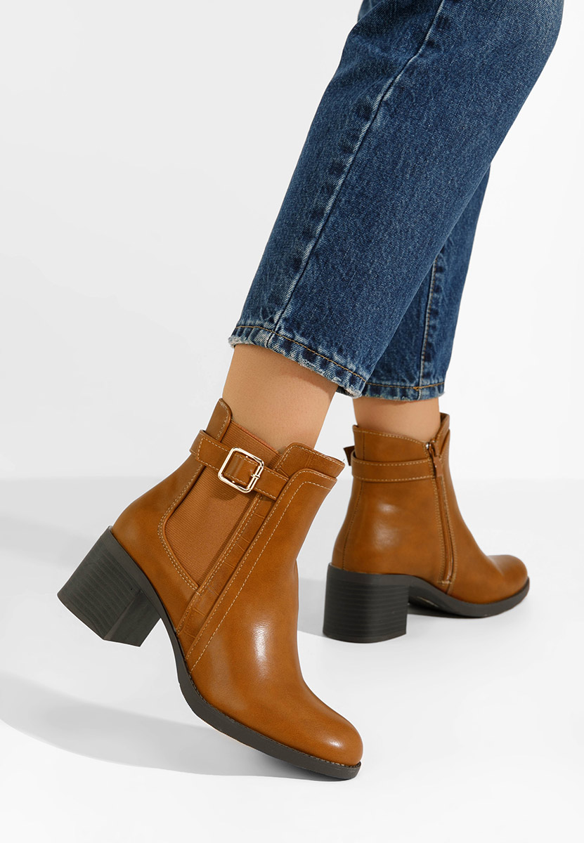 Botine dama cu toc Ketana camel
