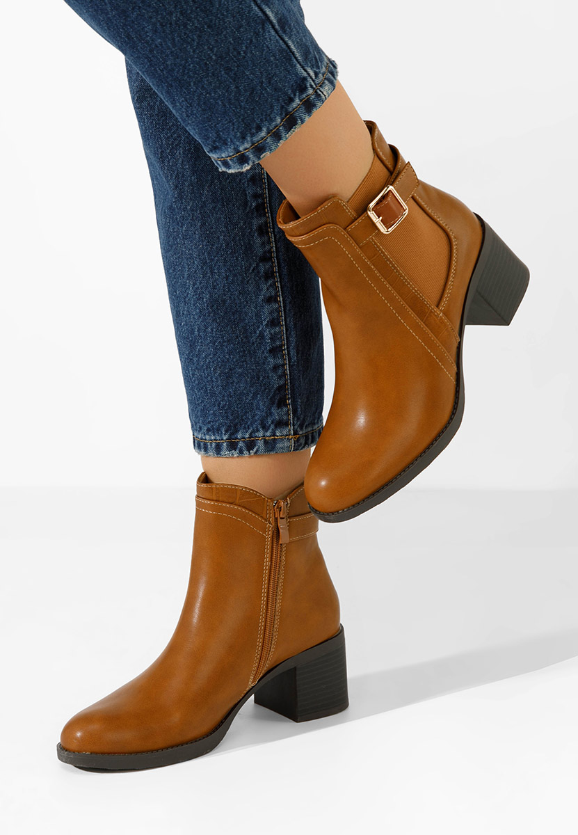 Botine dama cu toc Ketana camel