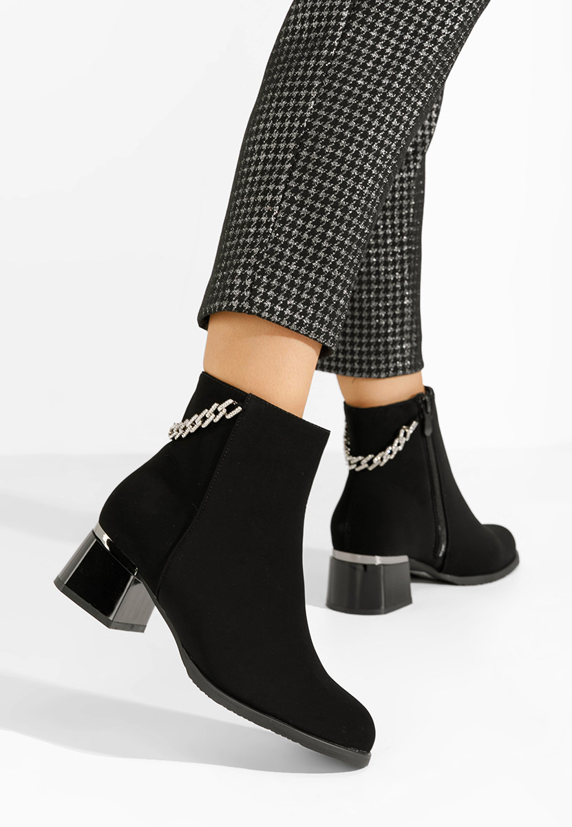Botine cu toc gros Kailena negre