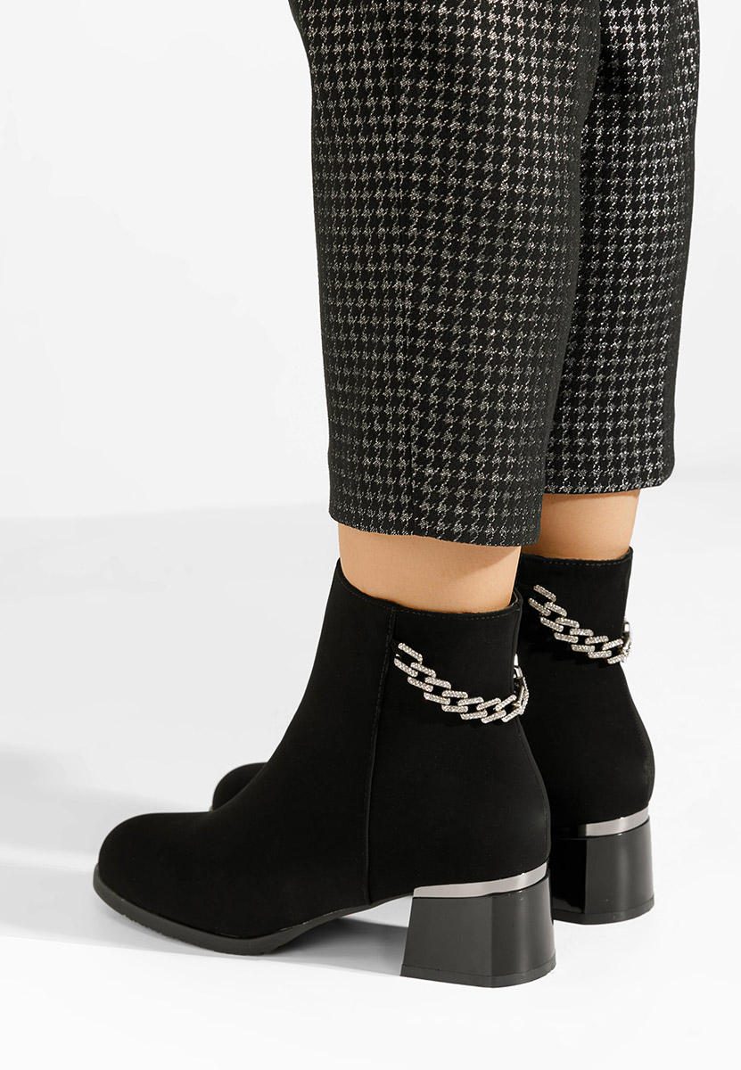 Botine cu toc gros Kailena negre
