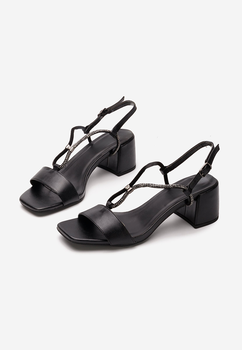 Sandale elegante cu toc gros Shea negre