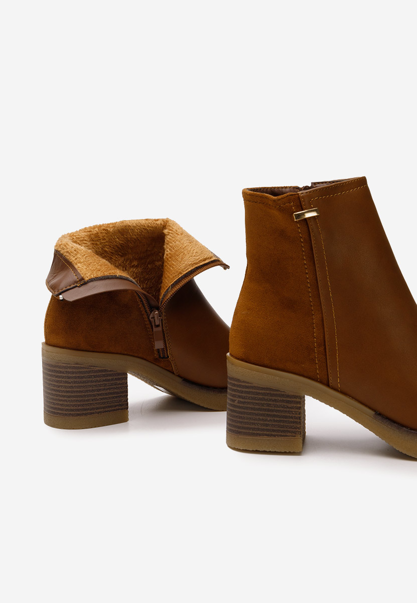 Botine cu toc gros Badria camel