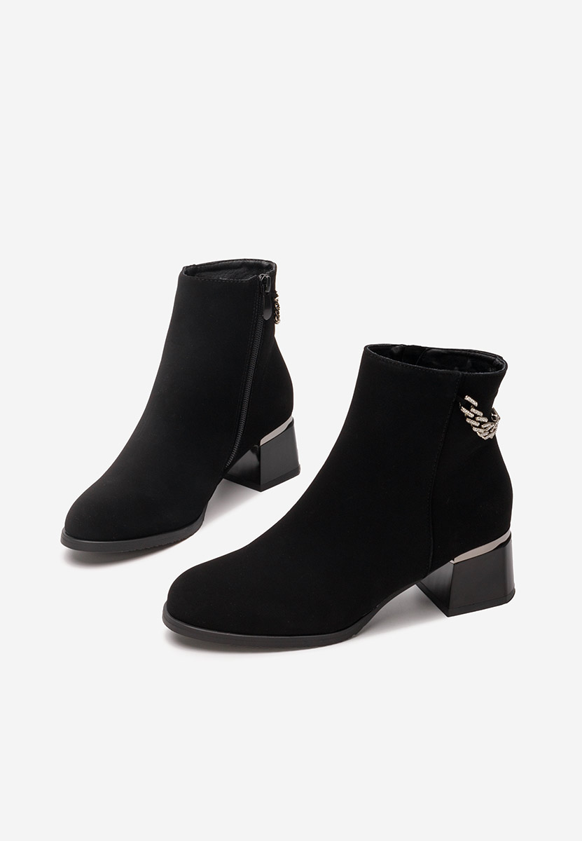 Botine cu toc gros Kailena negre