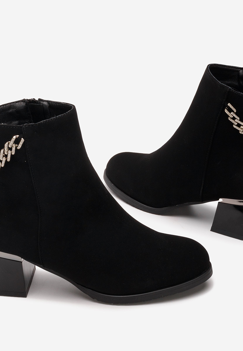 Botine cu toc gros Kailena negre