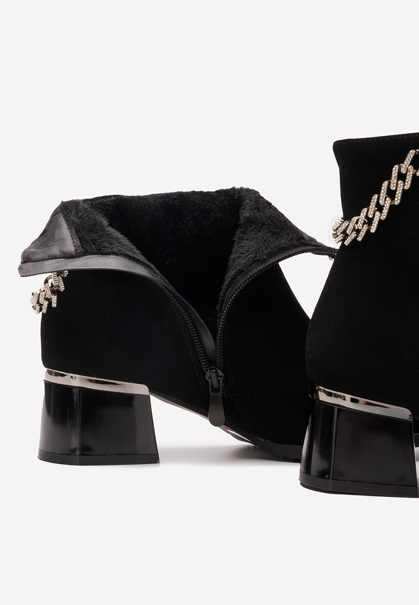 Botine cu toc gros Kailena negre