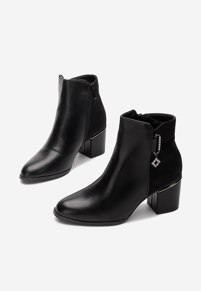 Botine cu toc gros Rozana negre