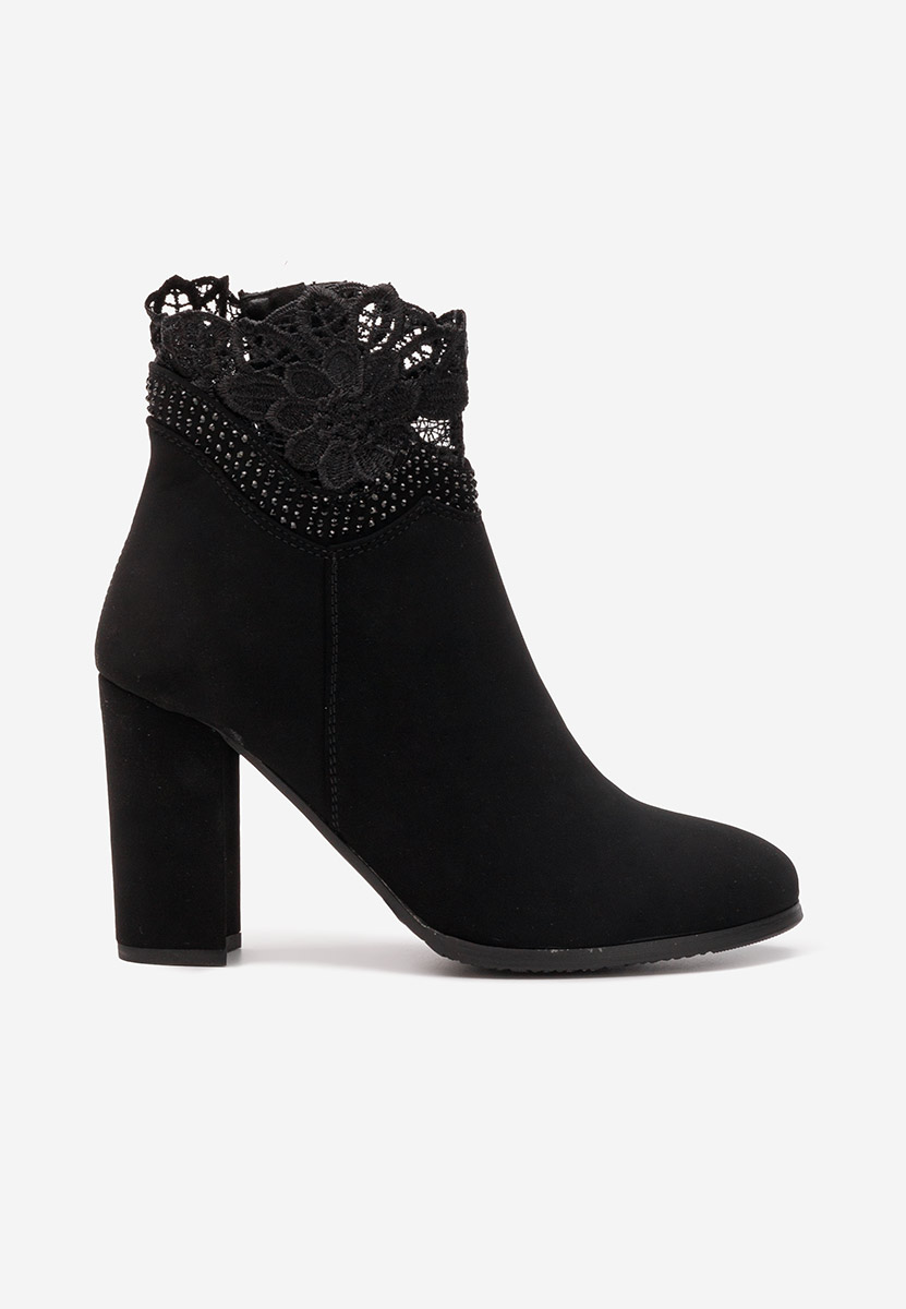 Botine cu toc gros Keylah negre