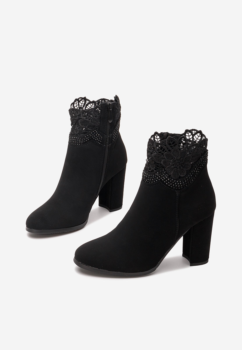 Botine cu toc gros Keylah negre