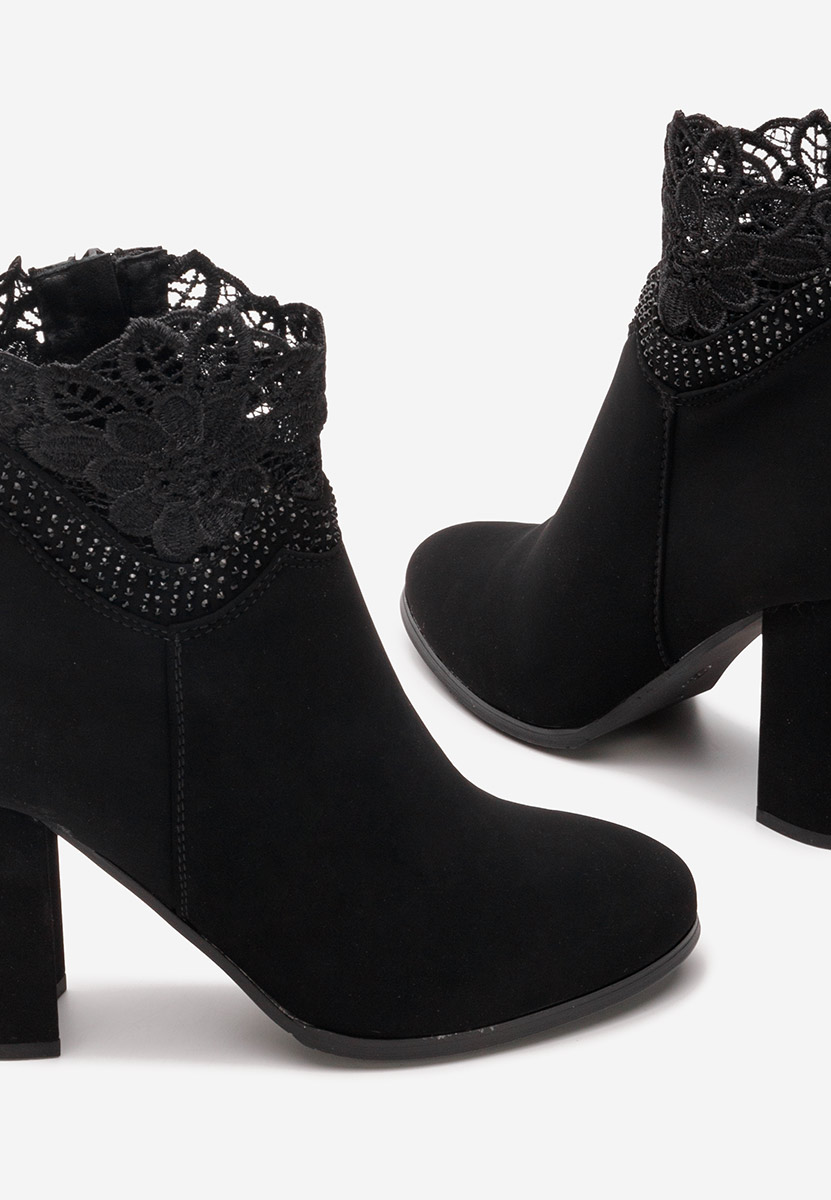 Botine cu toc gros Keylah negre