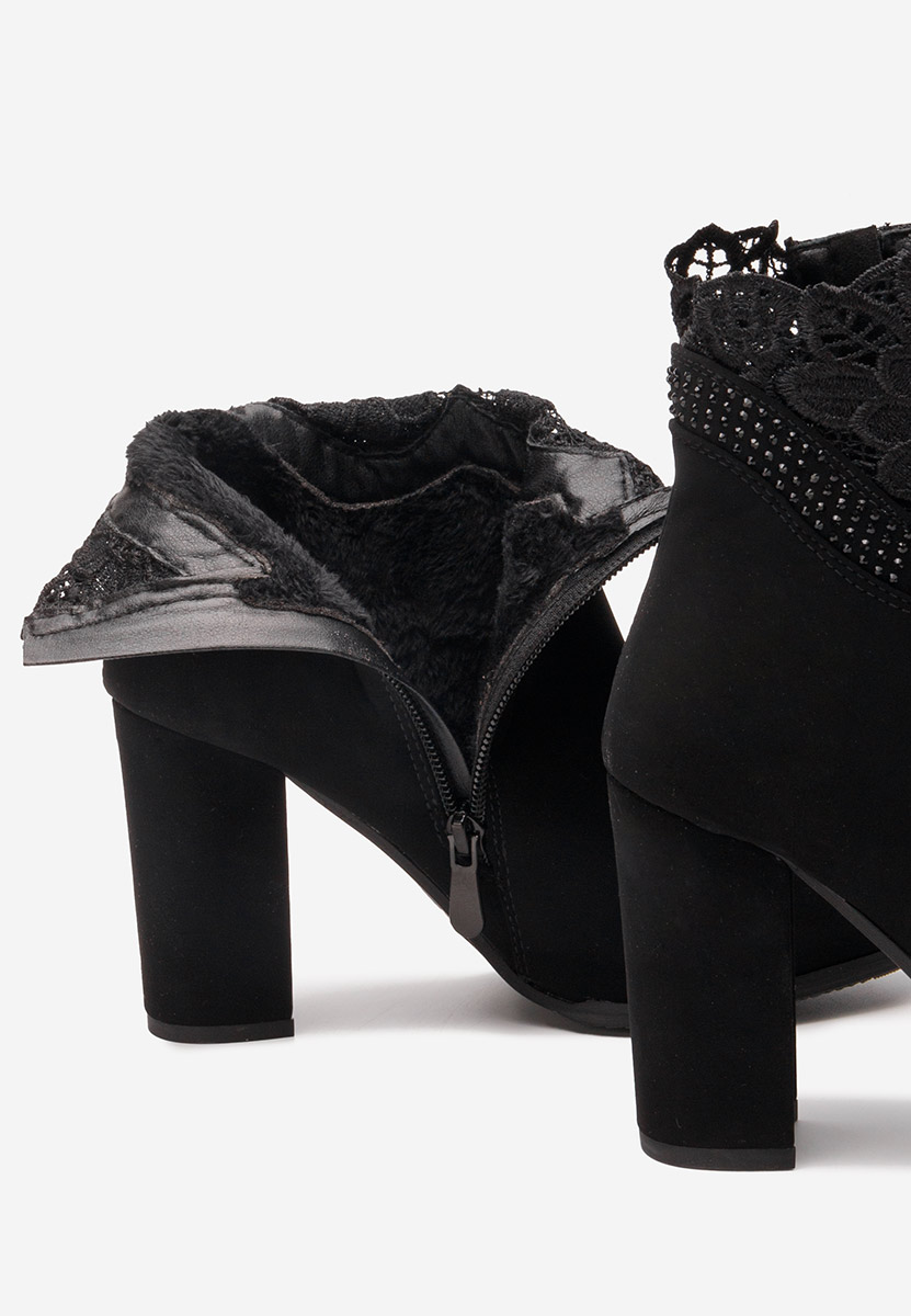 Botine cu toc gros Keylah negre