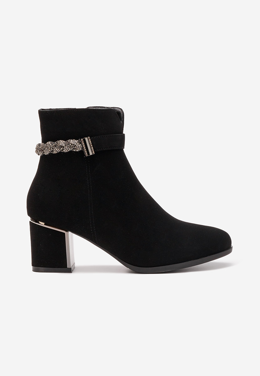 Botine cu toc gros Lizelle negre