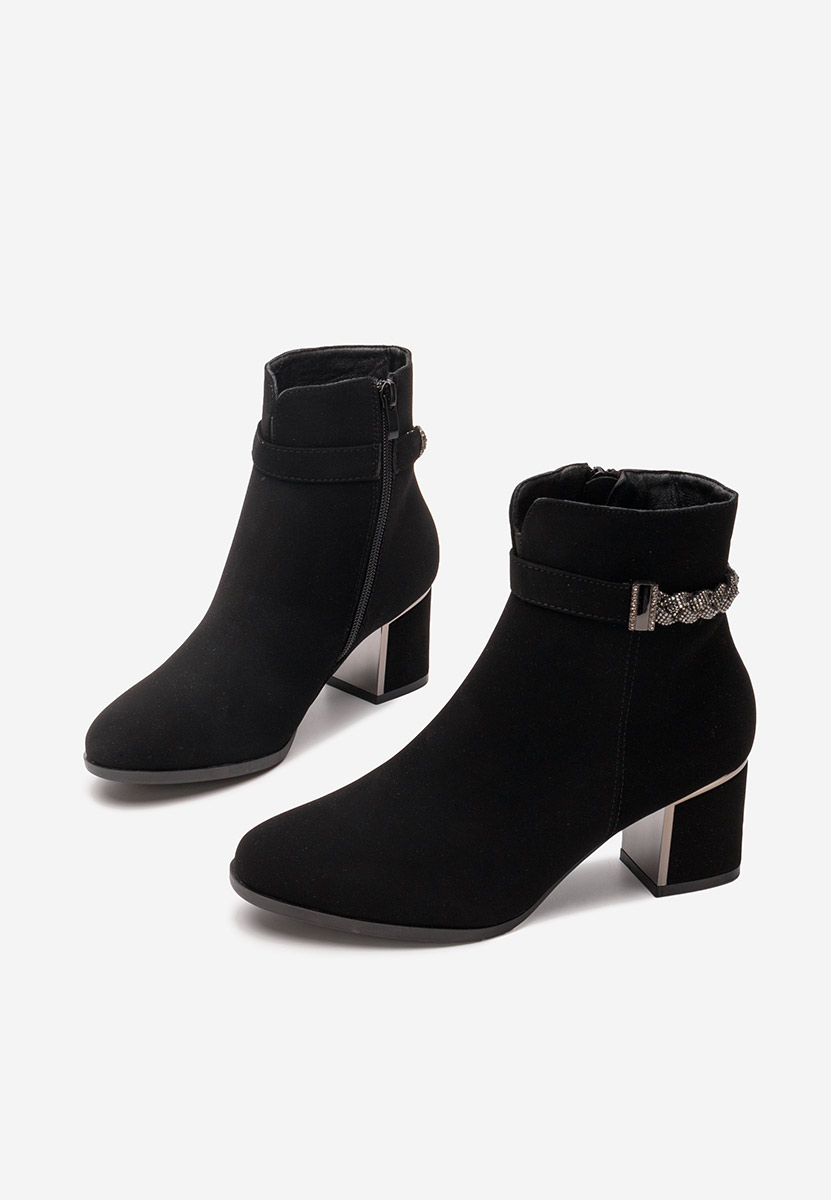 Botine cu toc gros Lizelle negre