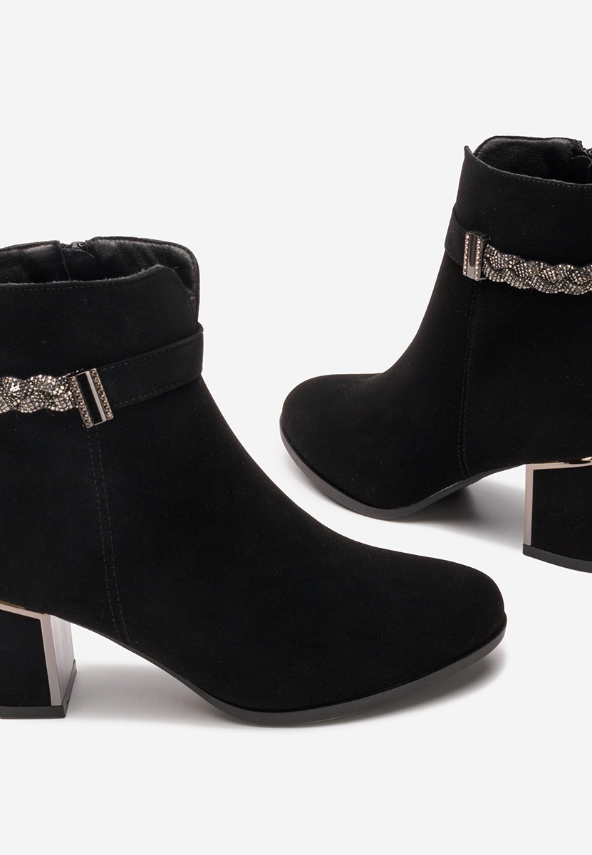 Botine cu toc gros Lizelle negre