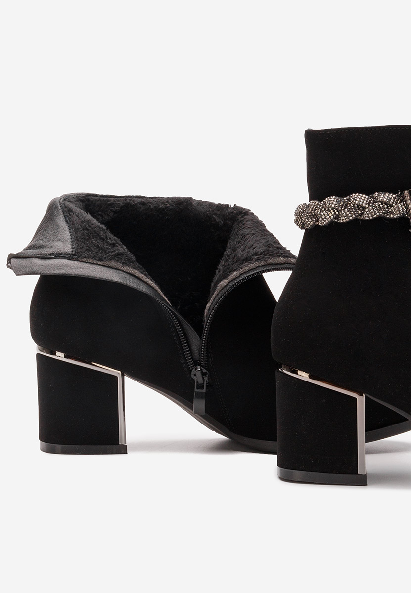 Botine cu toc gros Lizelle negre