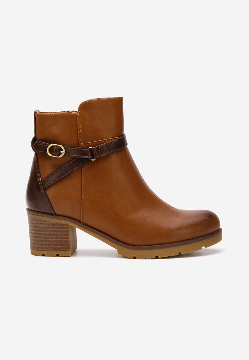 Botine cu toc gros Demolza camel