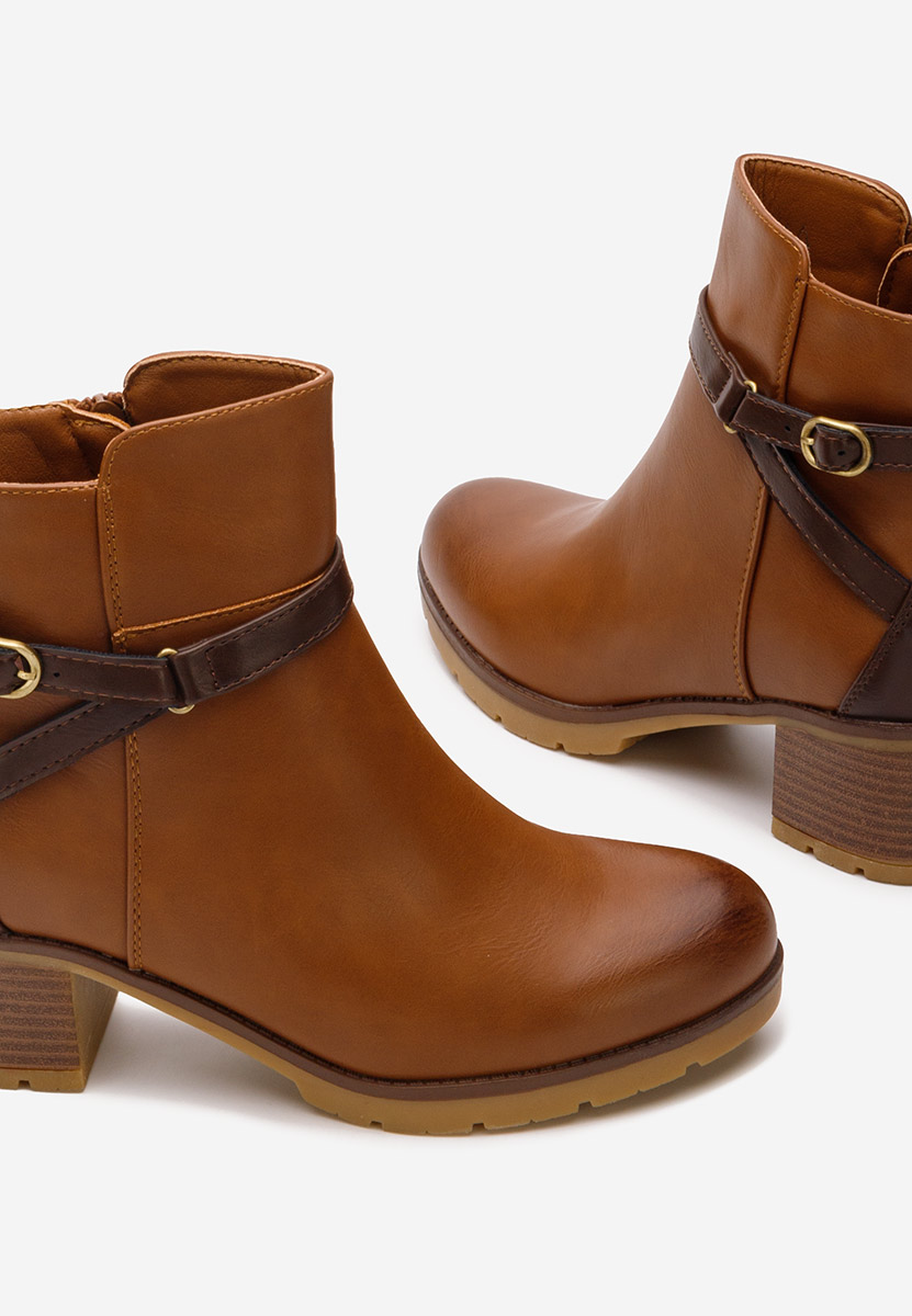 Botine cu toc gros Demolza camel