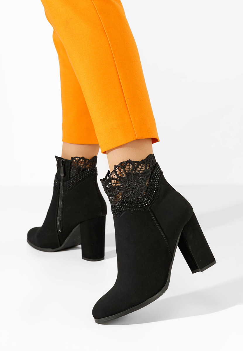 Botine cu toc gros Keylah negre