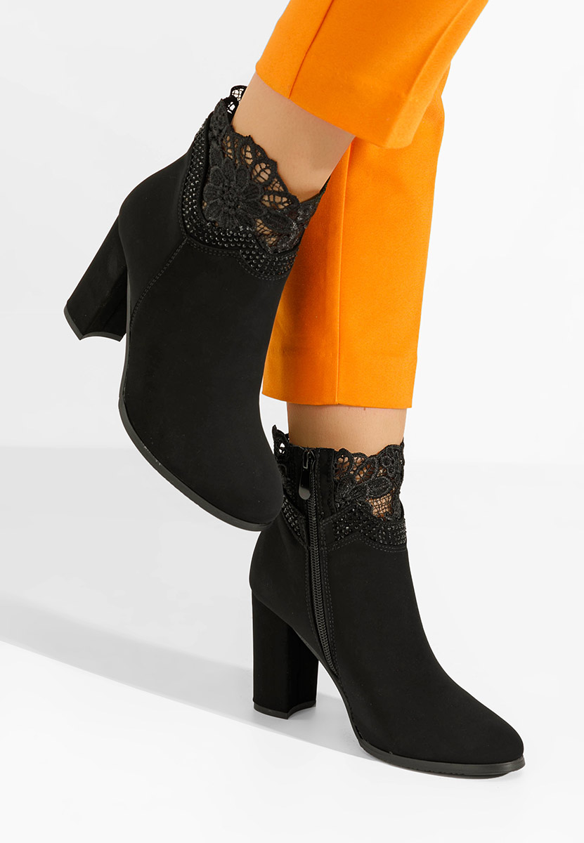 Botine cu toc gros Keylah negre