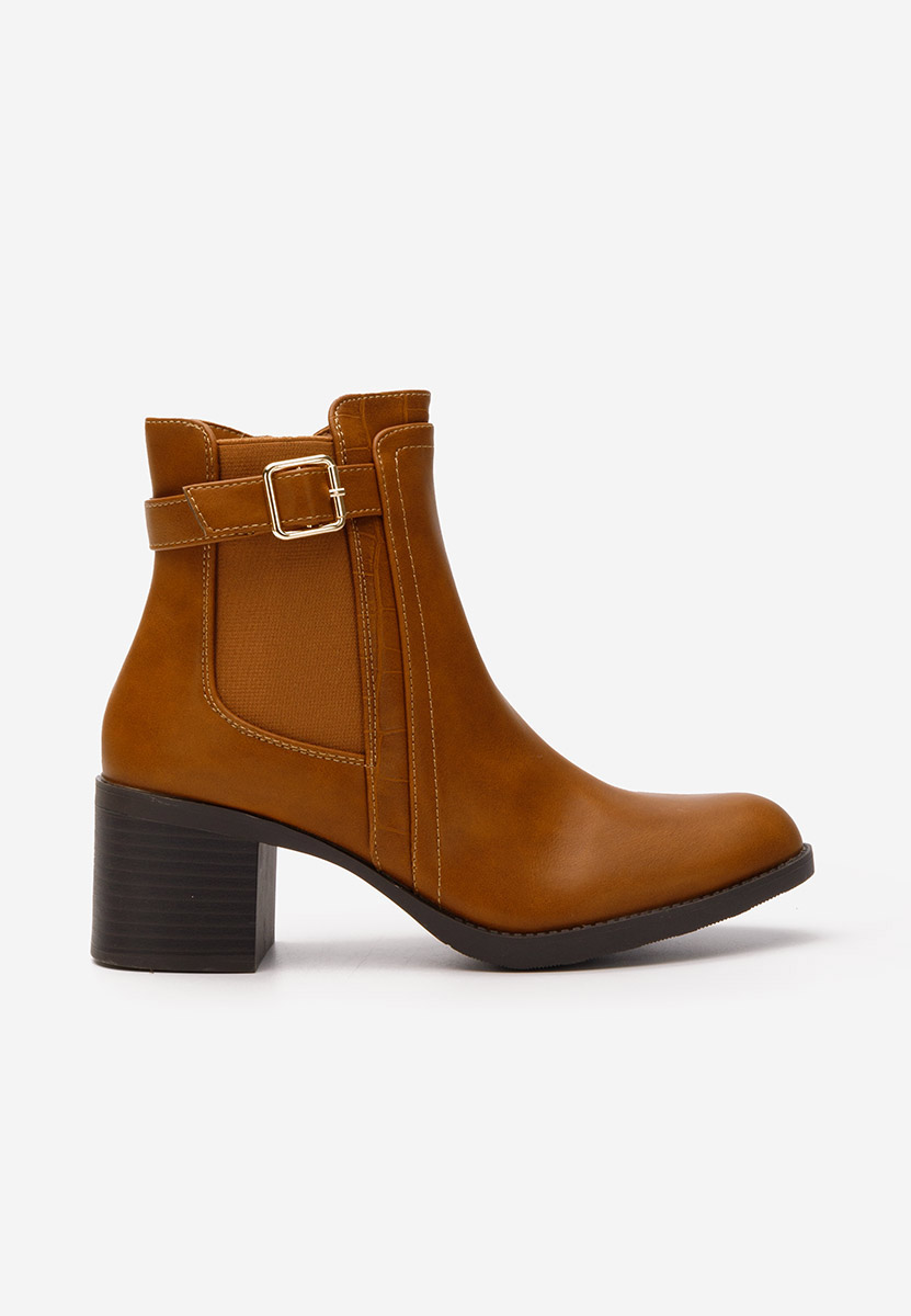 Botine dama cu toc Ketana camel