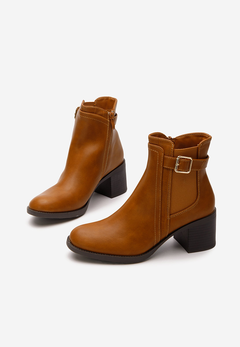 Botine dama cu toc Ketana camel