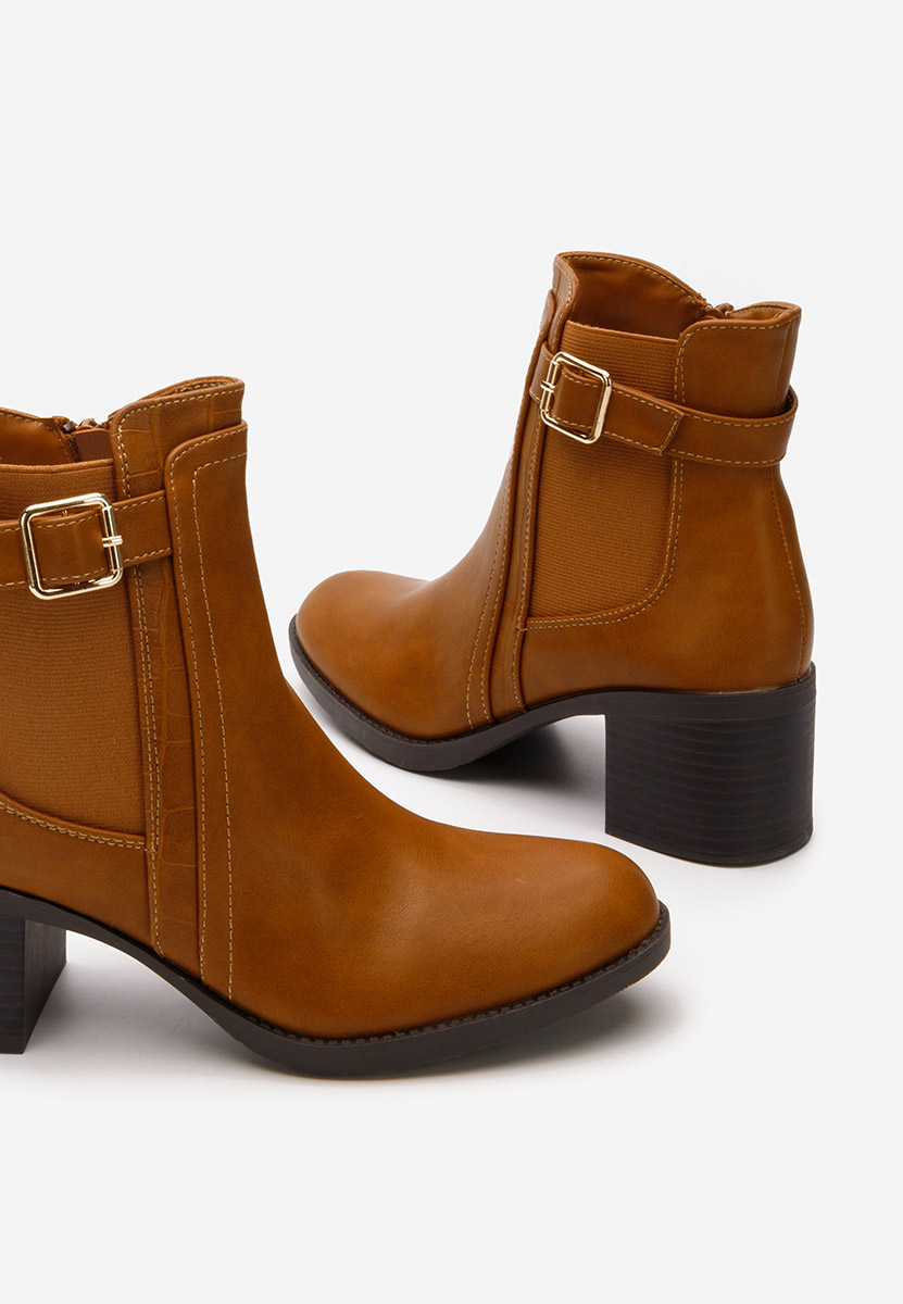 Botine dama cu toc Ketana camel