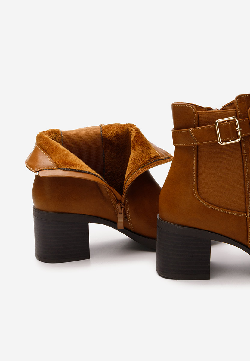 Botine dama cu toc Ketana camel