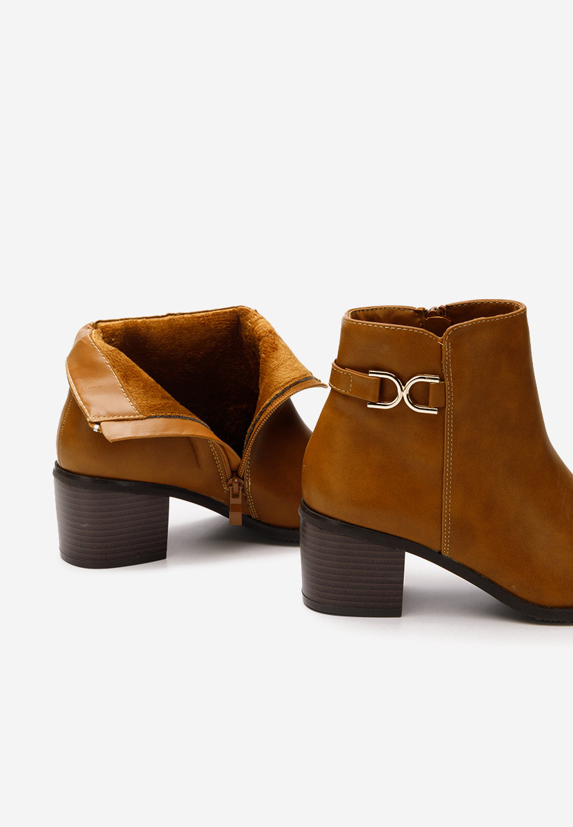 Botine cu toc gros Natalina camel