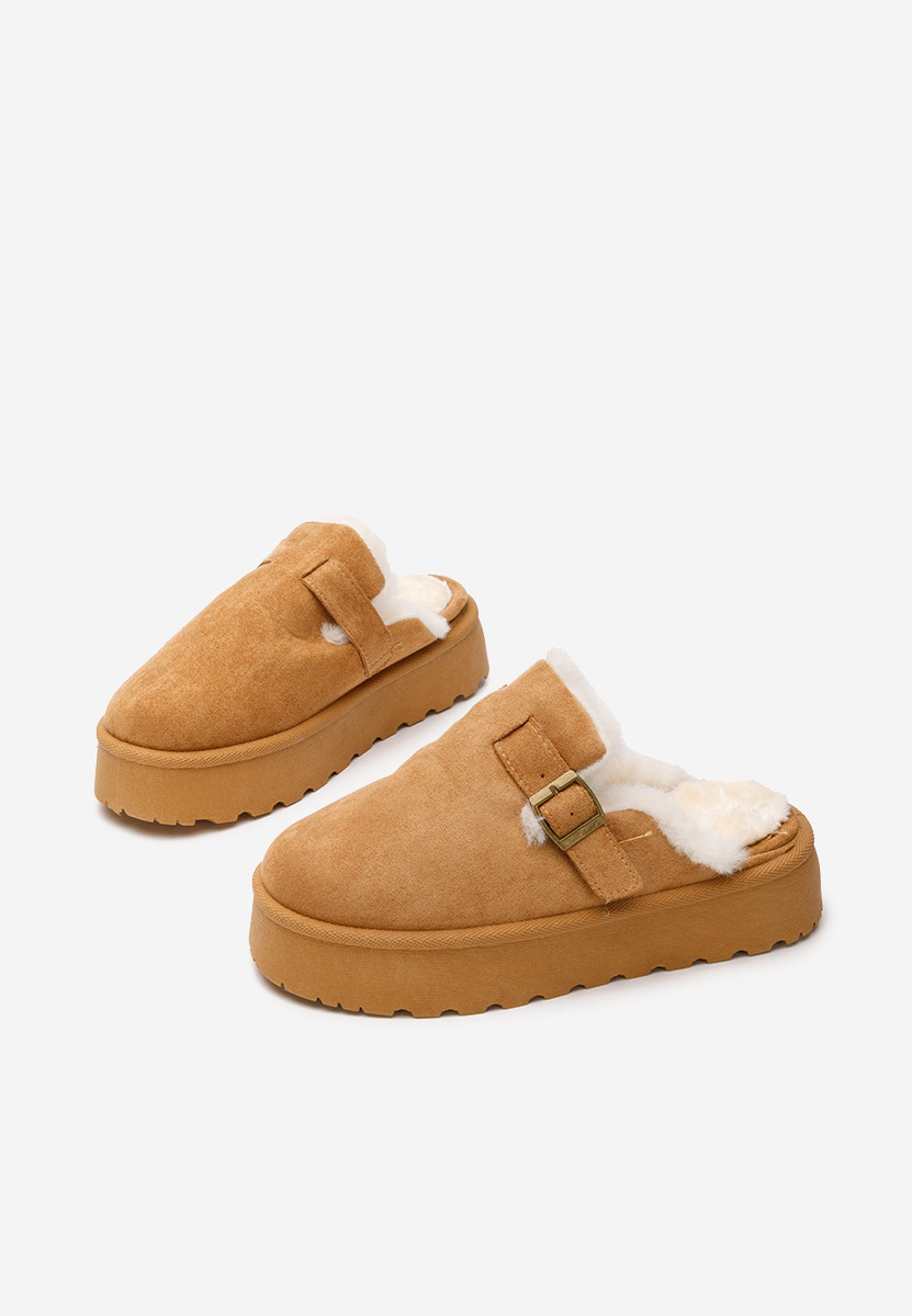 Papuci cu platforma Milda camel