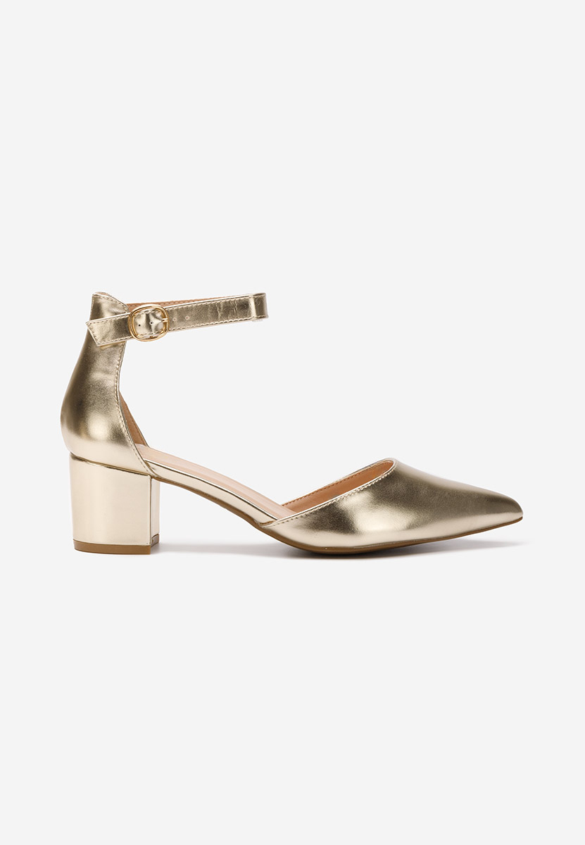 Pantofi cu toc gros Jade aurii