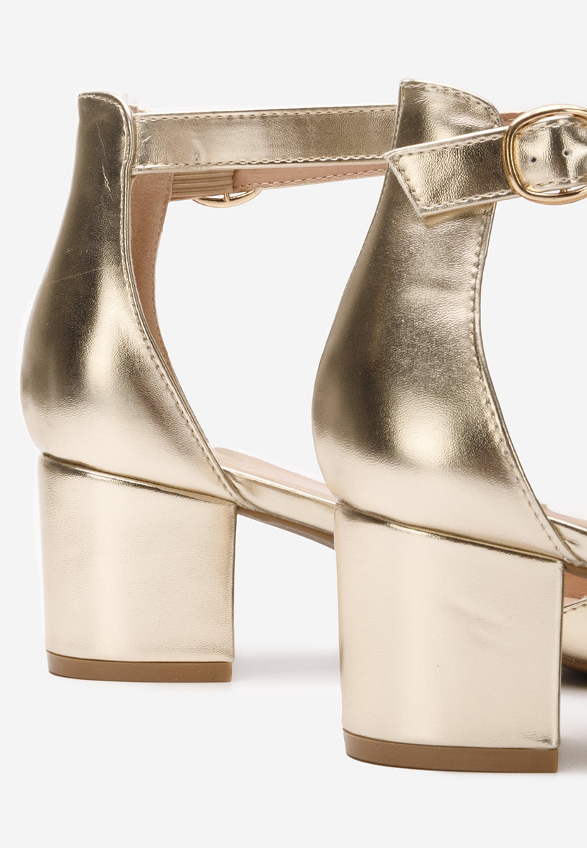 Pantofi cu toc gros Jade aurii