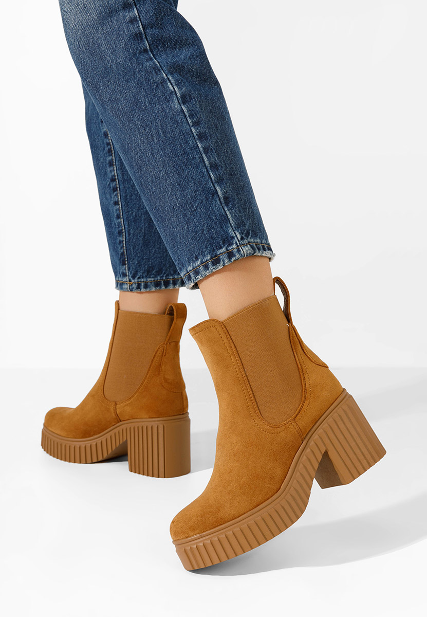 Ghete cu toc Isavella camel