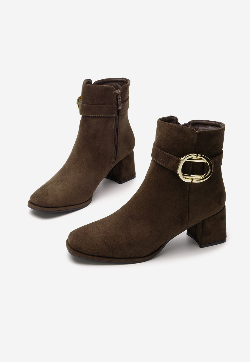 Botine cu toc gros Jovianna maro